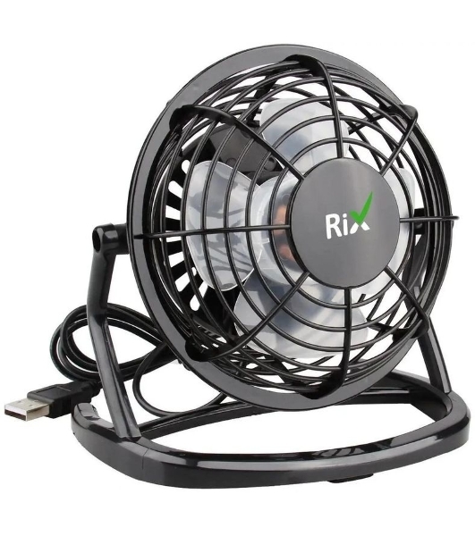 Вентилятор Rix RDF-1500USB чёрный, настольный, 2.5 Вт, 1 скорость, 10 см