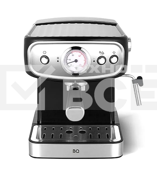 Кофеварка рожковая BQ CM1006 черный-стальной, исп. кофе - молотый, 1,5 л, 850 Вт, 15 Бар.