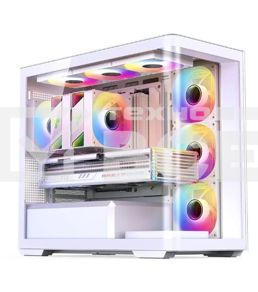 Корпус без блока питания JONSBO D300, Mini-Tower, TG, no fan, 2xUSB-A 3.2 + 1xUSB-C 3.2, mATX, mITX White