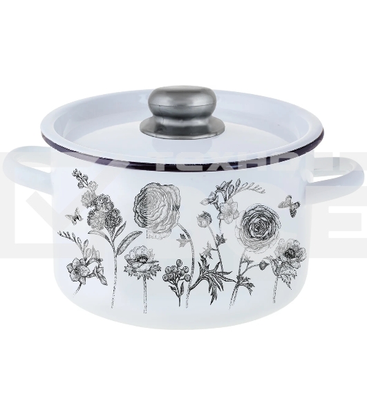 Кастрюля Appetite 1с16с/1 JE TAIME с крышкой, эмалированная сталь, цилиндрическая 2,9 л