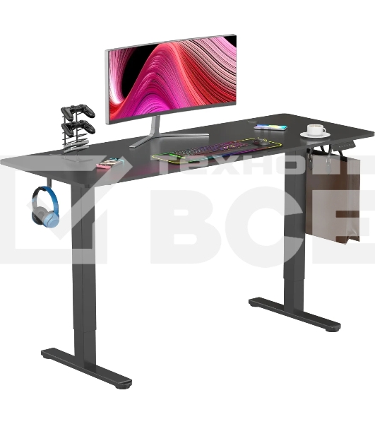 Стол для компьютера Cactus CS-EDL-BBK черный, столешница ДСП, каркас черный