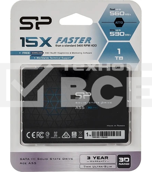 Накопитель SSD Silicon Power Ace A55, 1Tb, SATA III, 2.5