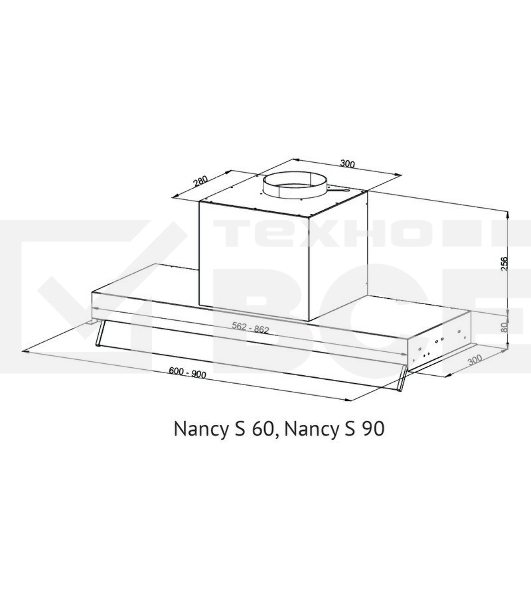 Вытяжка встраиваемая Kuppersberg Nancy S 60 черный, 60 см, 850 куб. м/ч, 42 дБ
