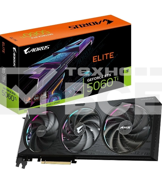 Видеокарта Gigabyte RTX5060Ti AORUS ELITE 16GB GDDR7 128bit 3xDP HDMI 3FAN RTL