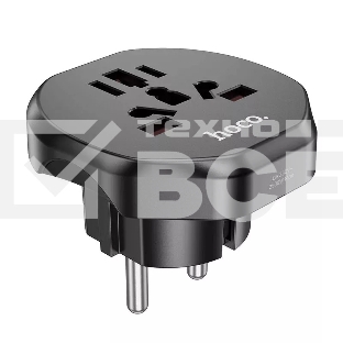 Сетевой переходник адаптер для евророзетки Hoco AC6 10А 250В черный