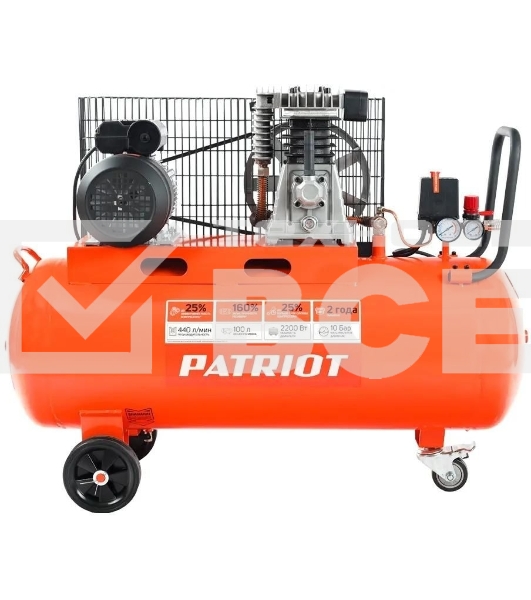 Компрессор поршневой Patriot PTR 100-440I масляный 440л/мин 100л 2200Вт оранжевый