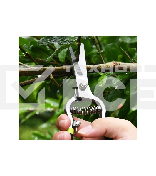 Ножницы садовые Deli DL580123 цельнометаллические, 200мм, макс. диаметр резки 12мм, сталь 55С, возвратная пружина, противоскользящие рукоятки