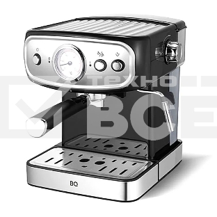 Кофеварка рожковая BQ CM1006 черный-стальной, исп. кофе - молотый, 1,5 л, 850 Вт, 15 Бар.