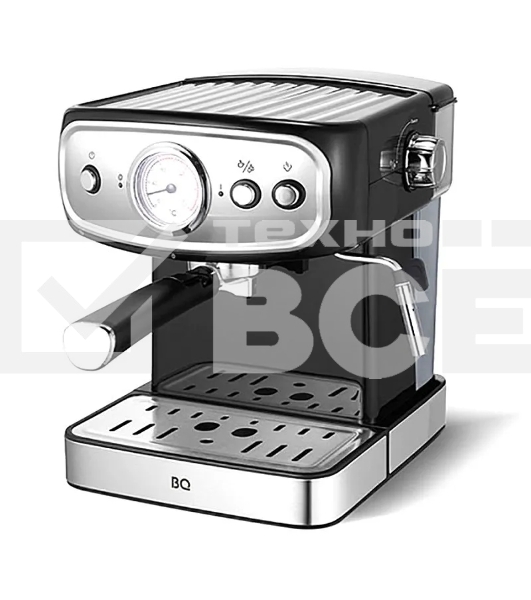 Кофеварка рожковая BQ CM1006 черный-стальной, исп. кофе - молотый, 1,5 л, 850 Вт, 15 Бар.