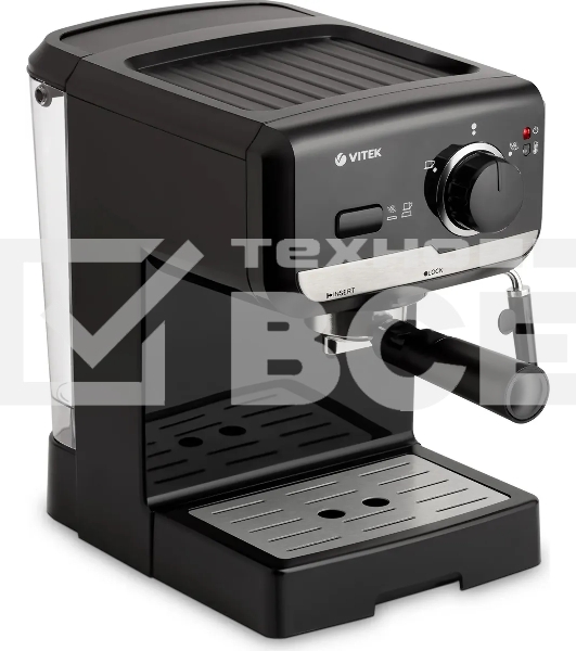 Кофеварка рожковая Vitek VT-1502 черный, исп. кофе - молотый, 1.5 л, 1050 Вт, 15 Бар.