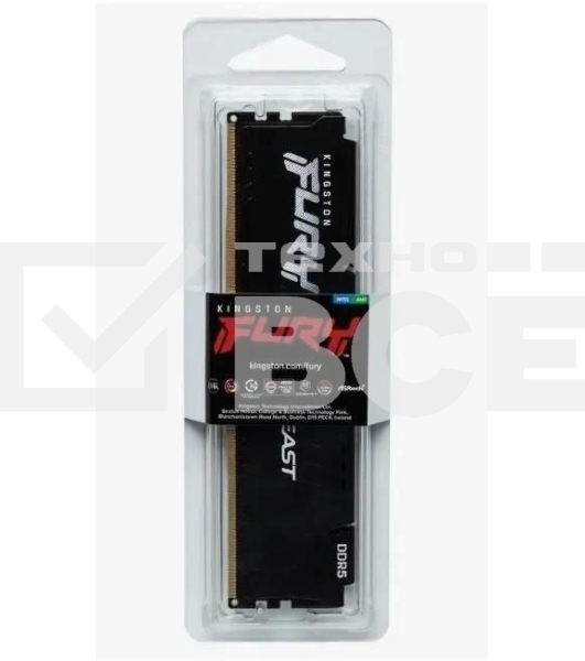 Оперативная память Kingston Fury Beast, DDR5, 32GB (1x32GB), 5200MHz, CL36, с радиатором, черный