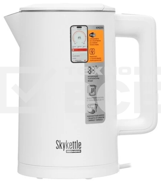 Чайник электрический Redmond SkyKettle KM231S 1.7л, 2200Вт, белый корпус: стекло