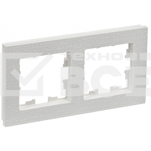 Рамка 2-местная IEK BRITE РУ-2-Бр DECOR рифленый белый