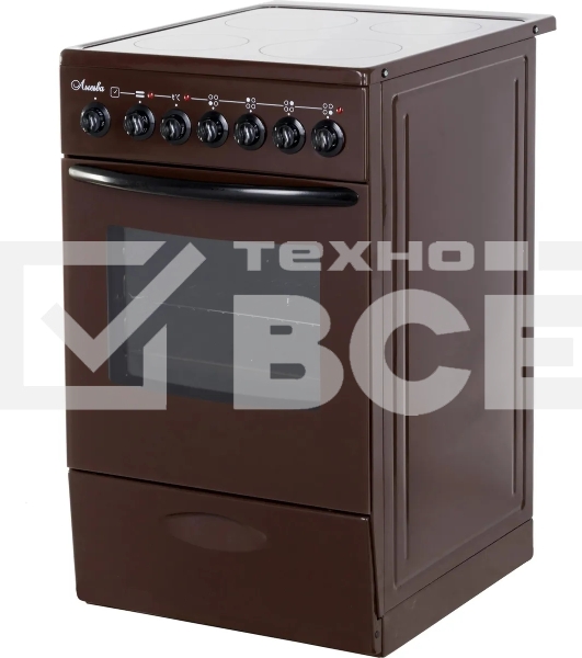 Плита электрическая Лысьва EF4006MK00 коричневый, конфорок 4 электрических, духовка 57 л, 50 см x 84 см x 60 см (без крышки)