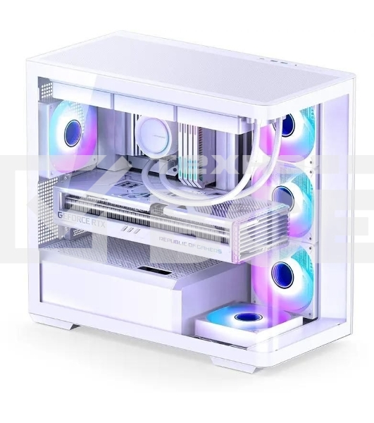 Корпус без блока питания JONSBO D300, Mini-Tower, TG, no fan, 2xUSB-A 3.2 + 1xUSB-C 3.2, mATX, mITX White