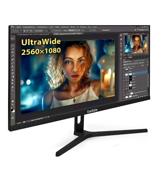 Монитор 29' ExeGate SmartView ES1500 IPS 2560x1440, 75 Гц, 1 мс, 16:9, 300 кд/м2, 1xHDMI, 1хDP, 1x3.5 мм, черный