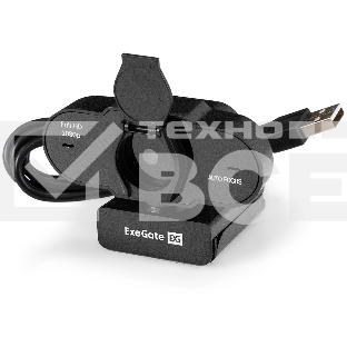 Веб-камера ExeGate BlackView C931 Full HD AF (2Мп, 1920х1080, 1080P, 30fps, автоматический фокус, защитная шторка, 4-линзовый объектив, микрофон с шумоподавлением, универсальное крепление, отверстие под штатив, USB, кабель 1,5 м, Windows 7/8/10/11, Mac OS