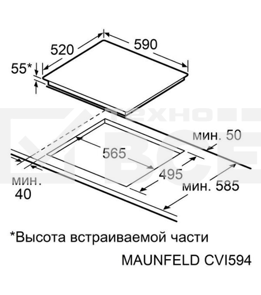 Индукционная варочная панель Maunfeld CVI594SF2DGR Inverter