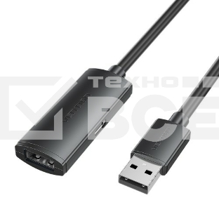 Активный кабель-удлинитель Vention USB 2.0 AM/AF с усилителем - 10м Черный