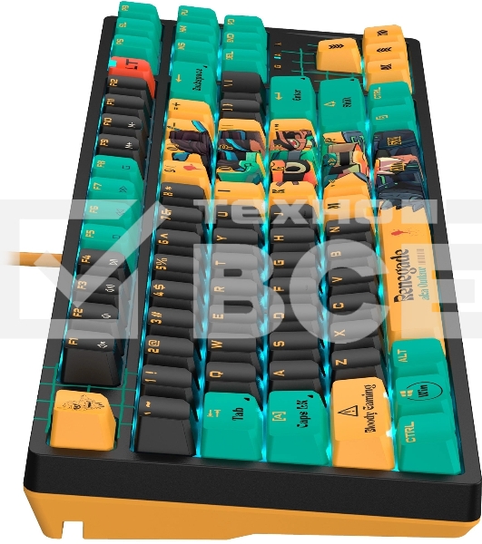 Клавиатура A4Tech Bloody AT87 Renegade проводная USB черный/зеленый
