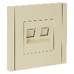 Розетка компьютерная IEK FORTE&PIANO FP434 2-ая RJ45 кат.6 ваниль, фото 1