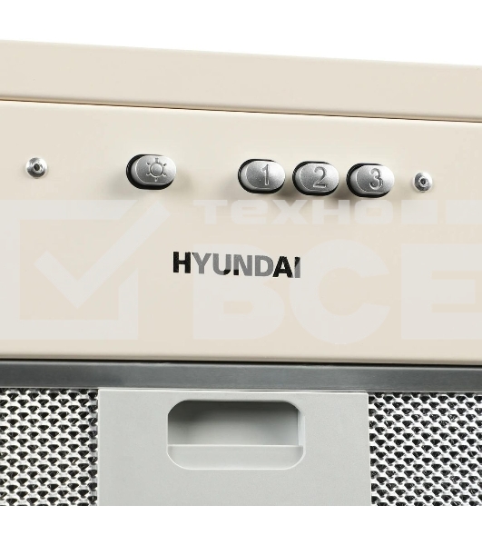 Вытяжка встраиваемая Hyundai HBB 6035 BE бежевый управление: кнопочное (1 мотор)