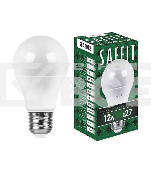 Лампа светодиодная SAFFIT SBA6012 (55008) 12 вт Е27 белый