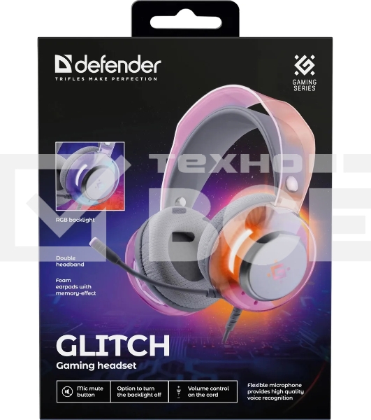 Игровая гарнитура Defender Glitch белый, RGb