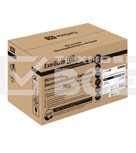 Источник бесперебойного питания (инвертор, синус, для котла) ExeGate SineTower SN-600.LCD.AVR.2SH 600VA/360W, чистая синусоида, LCD дисплей, AVR, 2*Schuko, линейно-интерактивный, черный