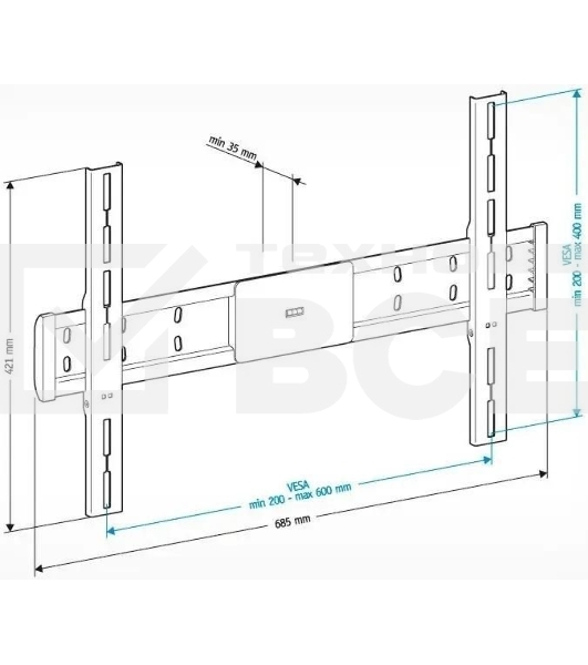 Кронштейн для телевизора Holder LCD-F6608 черный 42'-65' макс.45кг настенный фиксированный