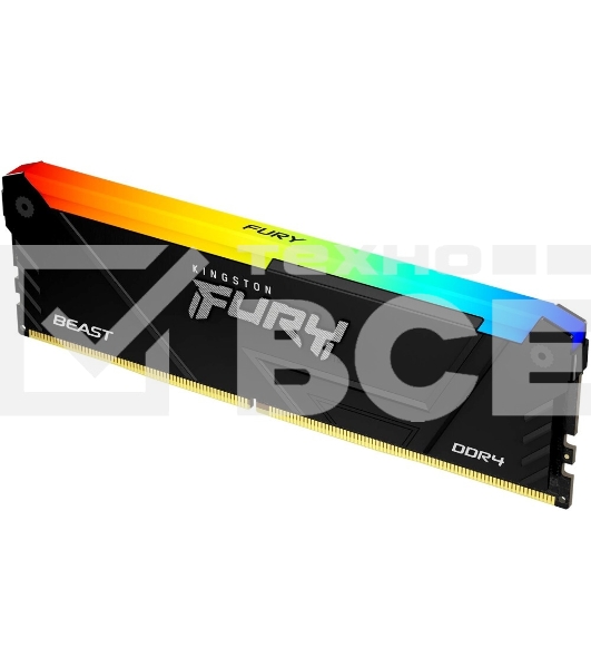 Оперативная память Kingston Fury Beast, DDR4, 8GB (1x8GB), 2666MHz, CL16, с радиатором, RGB, чёрный