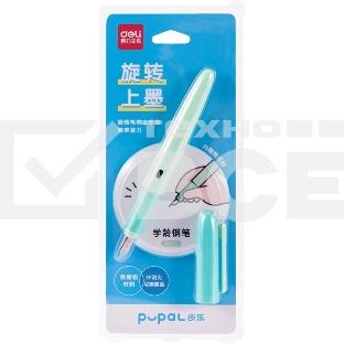 Ручка перьевая Deli Pupal (SF321GREEN) зеленый EF син. черн. блистер резин. манжета стираемая