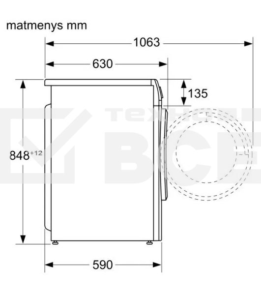Стирально-сушильная машина Bosch WNA134L0SN белый, загр.фронтальная, макс.: 8кг, 1400 об/мин, класс: A