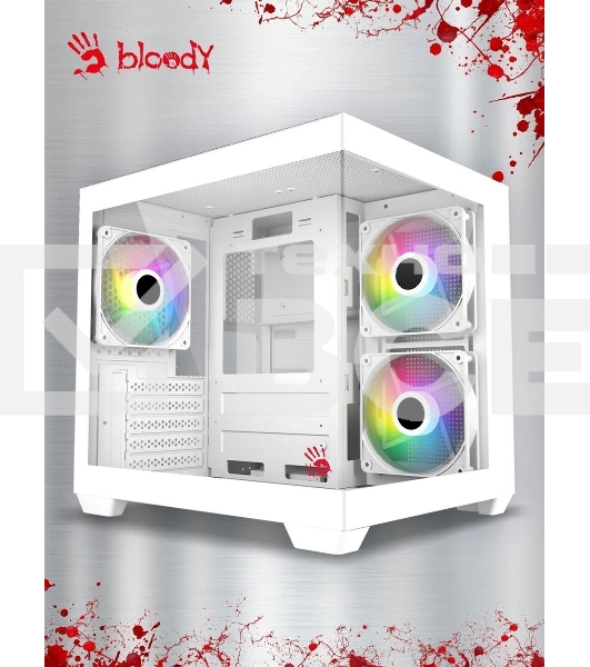 Компьютерный корпус Bloody CC-121 белый без БП mATX 7x120мм 1xUSB2.0 1xUSB3.0 audio