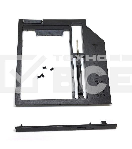 Адаптер оптибей Espada SS90 /optibay, hdd caddy/ SATA/miniSATA /SlimSATA/ 9мм для подключения HDD/SSD 2,5” к ноутбуку вместо DVD.(41087)