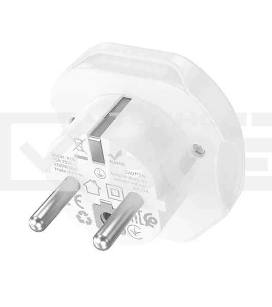 Сетевой переходник адаптер для евророзетки Hoco AC6 10А 250В белый
