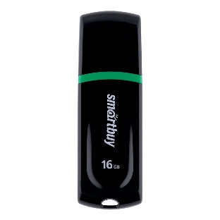 Флешка USB Smartbuy Paean черный (SB16 GbPN-K), 16Gb, USB 2.0, R/W 20/10, черный/зеленый