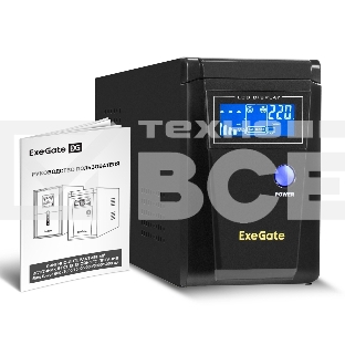 Источник бесперебойного питания (инвертор, синус, для котла) ExeGate SineTower SN-600.LCD.AVR.2SH 600VA/360W, чистая синусоида, LCD дисплей, AVR, 2*Schuko, линейно-интерактивный, черный