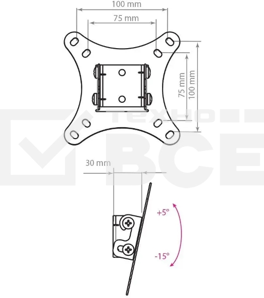 Кронштейн для телевизора Arm Media LCD-02 черный, 15'-32' макс 20 кг, настенный, наклон