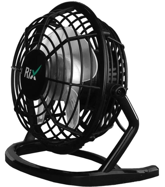 Вентилятор Rix RDF-1500USB чёрный, настольный, 2.5 Вт, 1 скорость, 10 см