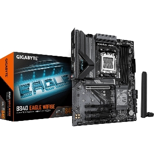 Материнская плата Gigabyte B840 EAGLE WIFI6E, AM5, AMD B840, 4xDDR5, 4xSATA, 3xM.2, 1xPCIe 4.0 x16, 3xPCIe 3.0 x16, 1xHDMI, 1xDP, 1x2.5Gb LAN, Wi-Fi 6E, Bluetooth 5.3, 1xUSB-C 10Gbps, 1xUSB-A 10Gbps, 2xUSB-A 5Gbps, 4xUSB-A 2.0, 3x3.5 мм, 7.1, ATX