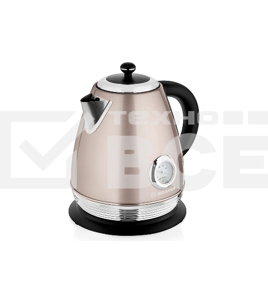 Чайник электрический BRAYER BR1007, 2200 Вт, 1,7 л, Strix, автоотключ, нержав.сталь, встроен.термом
