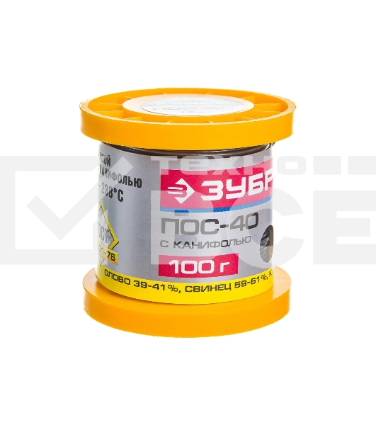 Припой Зубр 55451-100-10C ПОС 40 трубка с канифолью 100г 1мм