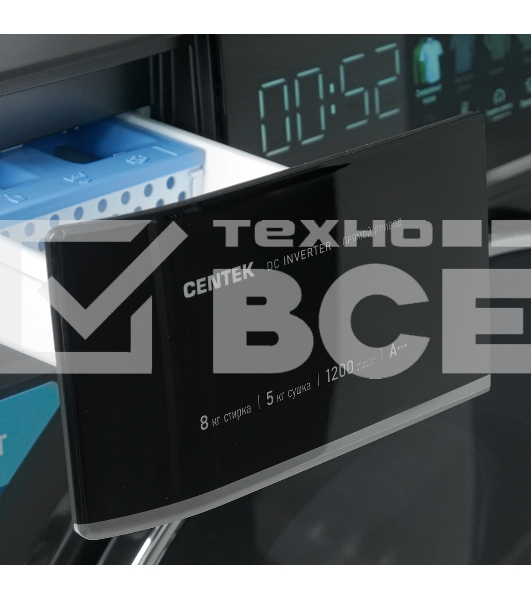 Стирально-сушильная машина Centek CT-1967 черный, загрузка фронтальная 8/5 кг, 1200 об/мин., класс: А+++р
