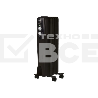 Масляный обогреватель Ballu Classic Black BOH/CL-05BRN 1000 (5 секций) черный, 1000 Вт, 15 м2, термостат