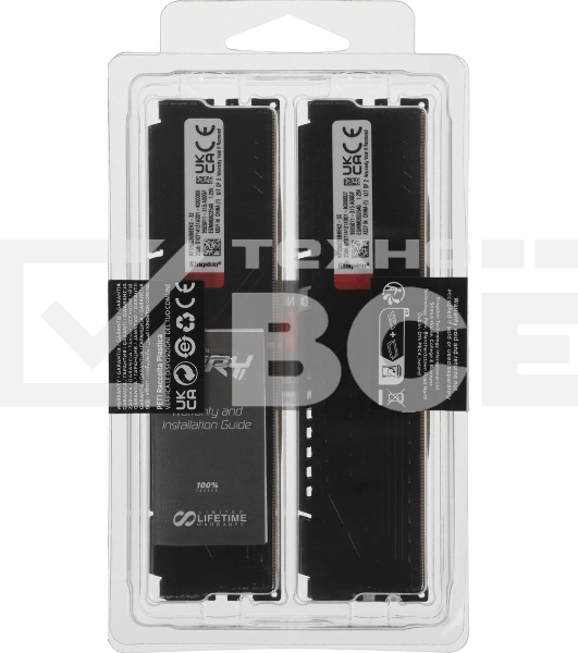 Оперативная память Kingston Fury Beast, DDR5, 32GB (2x16GB), 5600MHz, CL36, DIMM, с радиаторами, черный