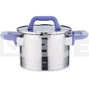 Кастрюля LARA LR02-252 Лаванда 2,8 л, с крышкой, 18 см, нержавеющая сталь