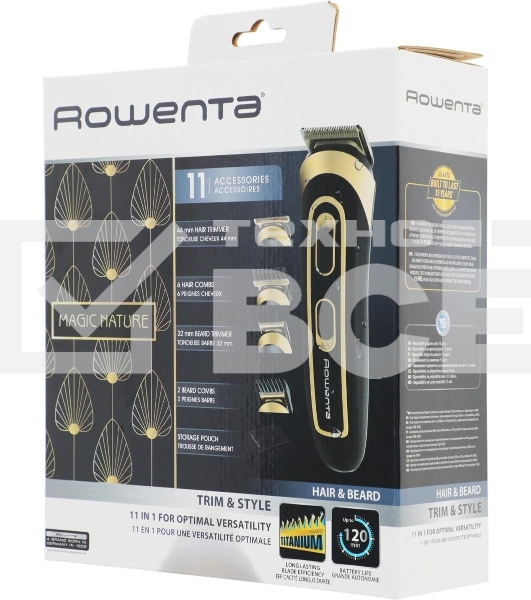 Триммер Rowenta TN9118F0 черный/золотистый (насадок в компл:9шт)