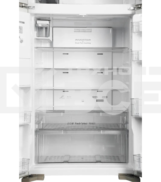 Холодильник Hitachi R-W660PUC7X GC шампань стекло двухкамерный 396/144л морозилка сверху, No Frost, Side by Side