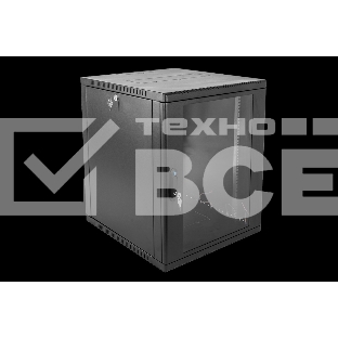 Шкаф коммутационный ЦМО ШРН-15.650-9005 настенный 15U 600x658мм пер.дв.стекл 200кг черный 600мм 180град.
